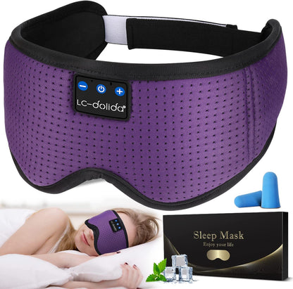 Sleep Headphones Bluetooth Sleep Mask Headphones for Sleeping 5.2 Bluetooth Eye Mask for Sleeping, Ice Silk Sleeping Headphones for Side Sleepers Thin Stereo Speaker Unique Gifts for Travel